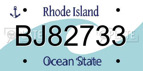 BJ82733 Rhode Island License Plate