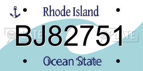BJ82751 Rhode Island License Plate
