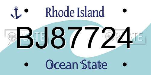 BJ87724 Rhode Island License Plate
