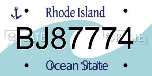 BJ87774 Rhode Island License Plate