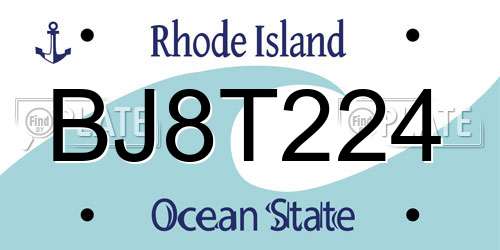 BJ8T224 Rhode Island License Plate