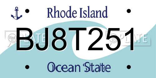 BJ8T251 Rhode Island License Plate