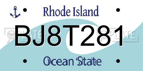 BJ8T281 Rhode Island License Plate