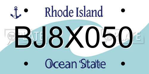 BJ8X050 Rhode Island License Plate