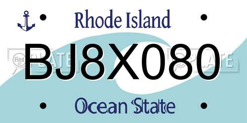 BJ8X080 Rhode Island License Plate