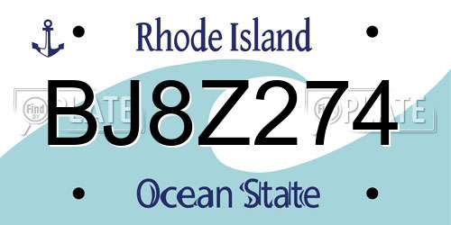 BJ8Z274 Rhode Island License Plate