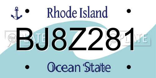 BJ8Z281 Rhode Island License Plate