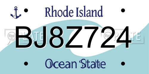 BJ8Z724 Rhode Island License Plate