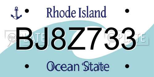 BJ8Z733 Rhode Island License Plate
