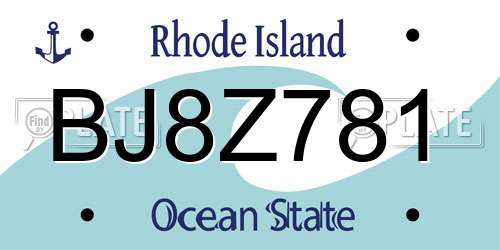 BJ8Z781 Rhode Island License Plate