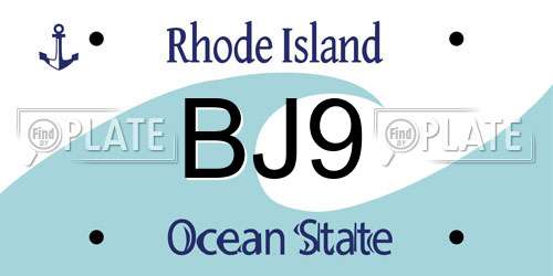 BJ9 Rhode Island License Plate