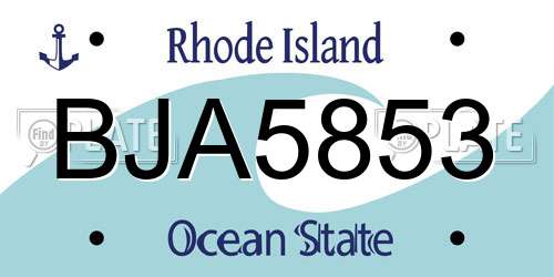 BJA5853 Rhode Island License Plate