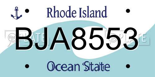 BJA8553 Rhode Island License Plate