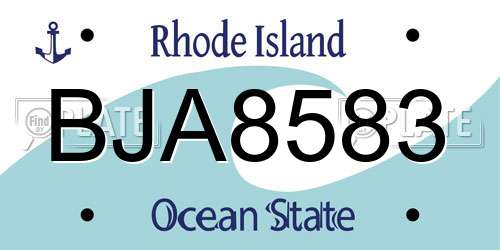 BJA8583 Rhode Island License Plate