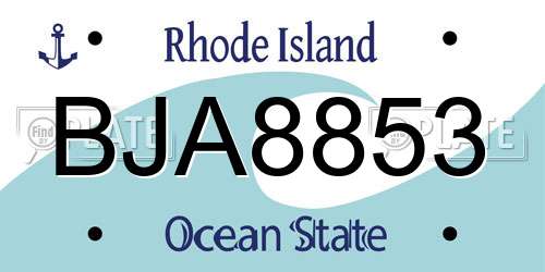 BJA8853 Rhode Island License Plate