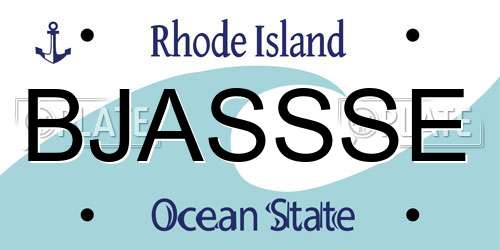 BJASSSE Rhode Island License Plate