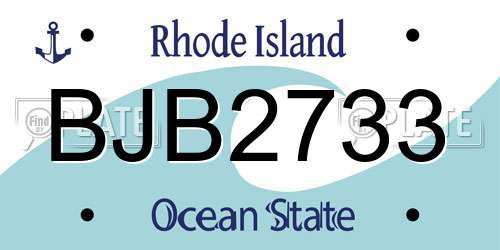 BJB2733 Rhode Island License Plate