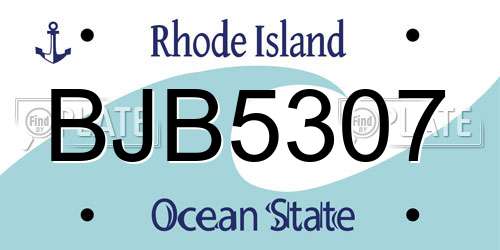 BJB5307 Rhode Island License Plate