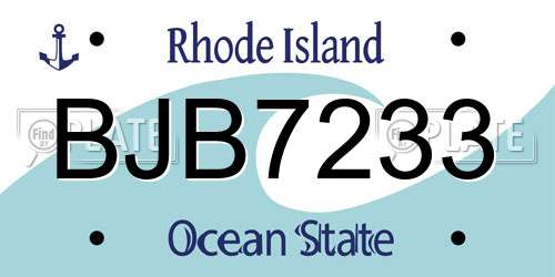 BJB7233 Rhode Island License Plate