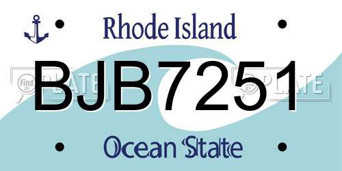 BJB7251 Rhode Island License Plate
