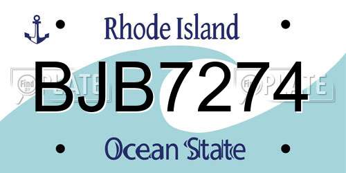 BJB7274 Rhode Island License Plate