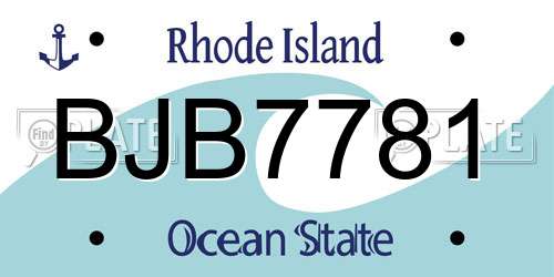 BJB7781 Rhode Island License Plate