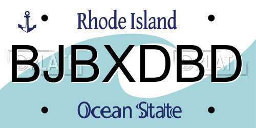BJBXDBD Rhode Island License Plate