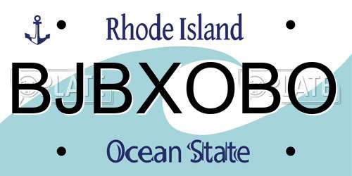 BJBXOBO Rhode Island License Plate