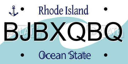 BJBXQBQ Rhode Island License Plate