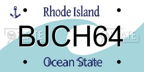 BJCH64 Rhode Island License Plate
