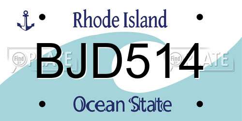 BJD514 Rhode Island License Plate