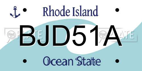 BJD51A Rhode Island License Plate