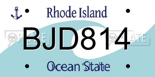BJD814 Rhode Island License Plate