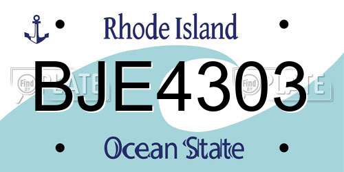 BJE4303 Rhode Island License Plate