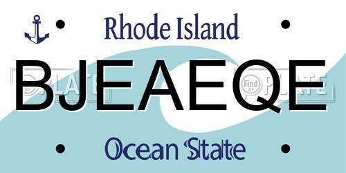 BJEAEQE Rhode Island License Plate