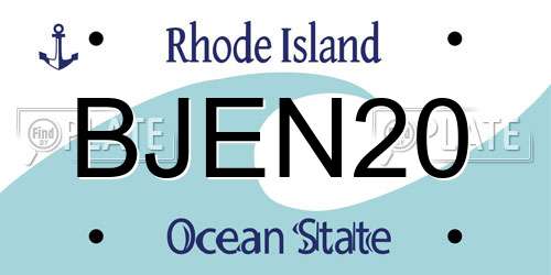 BJEN20 Rhode Island License Plate