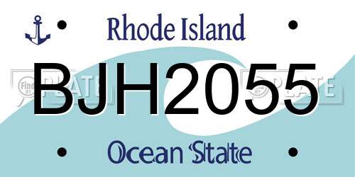 BJH2055 Rhode Island License Plate