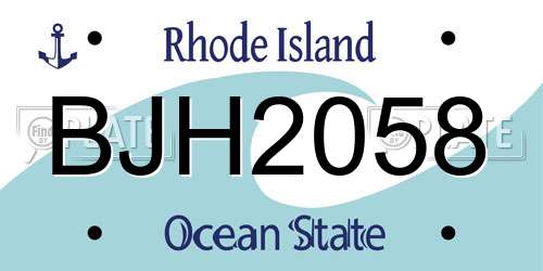 BJH2058 Rhode Island License Plate