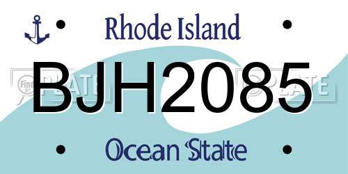 BJH2085 Rhode Island License Plate
