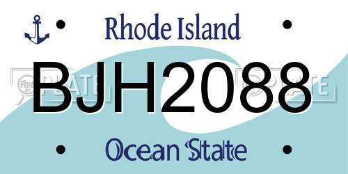 BJH2088 Rhode Island License Plate