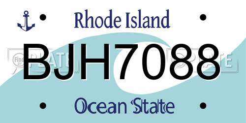 BJH7088 Rhode Island License Plate