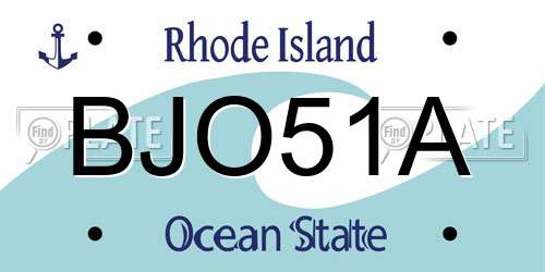 BJO51A Rhode Island License Plate