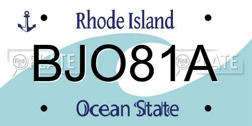 BJO81A Rhode Island License Plate