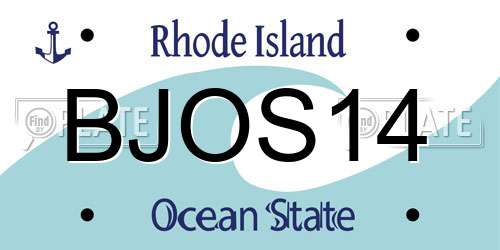 BJOS14 Rhode Island License Plate