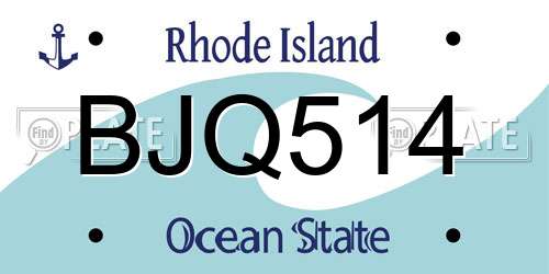 BJQ514 Rhode Island License Plate