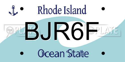 BJR6F Rhode Island License Plate
