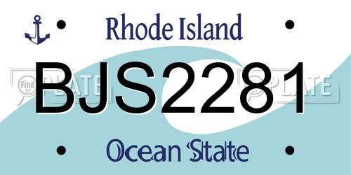 BJS2281 Rhode Island License Plate