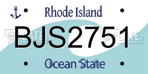 BJS2751 Rhode Island License Plate