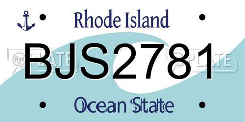 BJS2781 Rhode Island License Plate