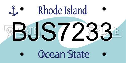 BJS7233 Rhode Island License Plate